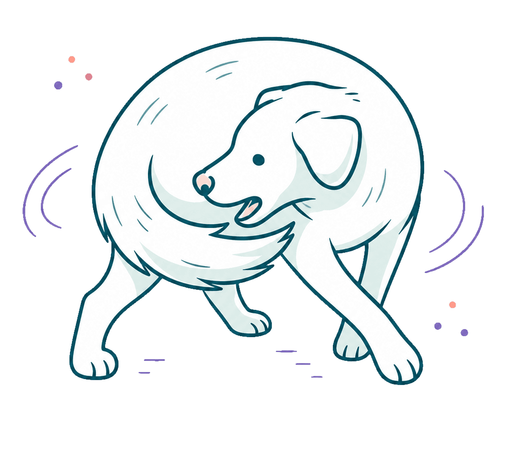A dog circling, chasing its own tail