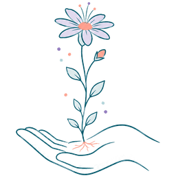Cupped hand holding a small wildflower